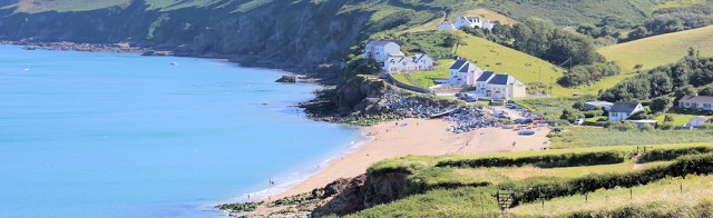 Hallsands - Ruth on her coastal walk. South West Coast Path, Devon.