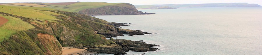 View back to Bolt Tail, from mouth of River Erme, Ruth's coastal walk.