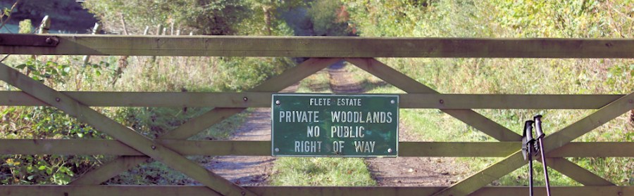 barred gate, Flete Estate, Devon, Ruth trying to walk the coast.