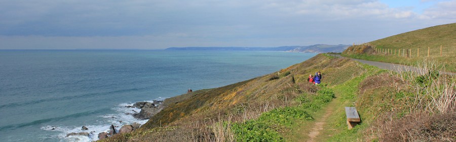 ahead to Looe, Ruth on her coastal walk