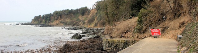 dangerous banks, Looe, Ruth walking the coast path