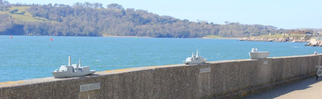 concrete boats, Ruth walking through Plymouth