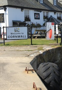 Cornwall sign, Ruth on her coastal walk