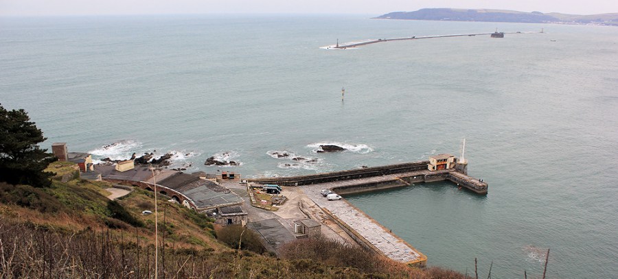 Looking down on Bovisand Fort, Ruth walking through Devon