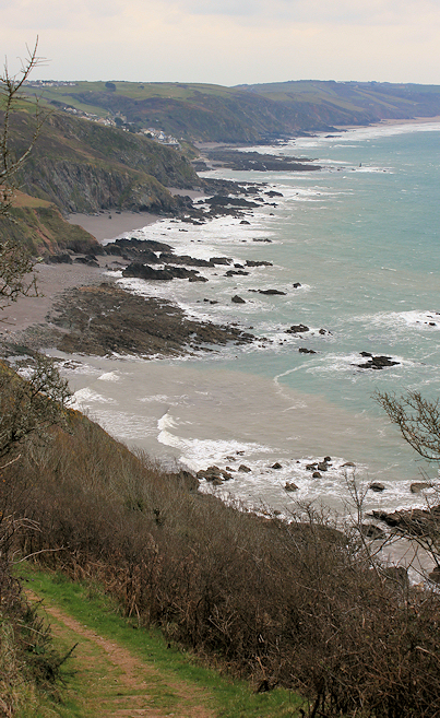 high above Port Wrinkle, Ruth's coast walk, Cornwall
