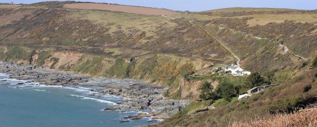  Polhawn Cove, Ruth walking the Cornwall coast