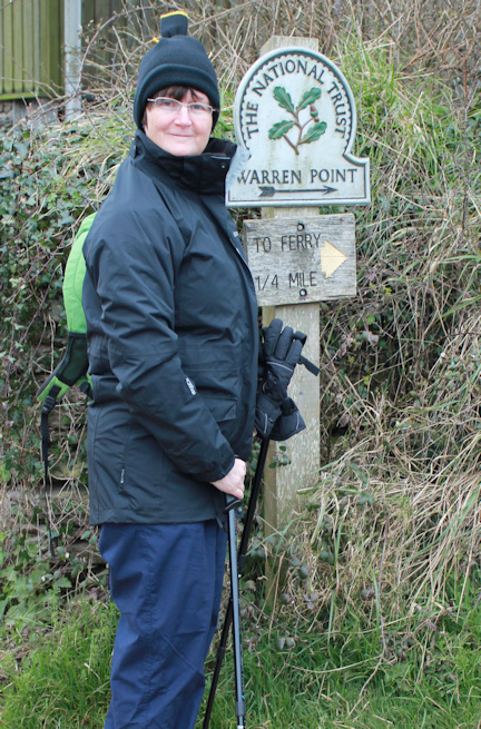 Ruth, dressed for winter, on her coastal walk around the UK