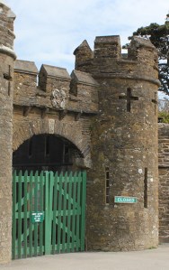 entrance to Caerhays Castle, Ruth's coastal walk