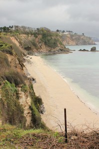 rain - Duporth Beach, Ruth walking the South West Coast Path