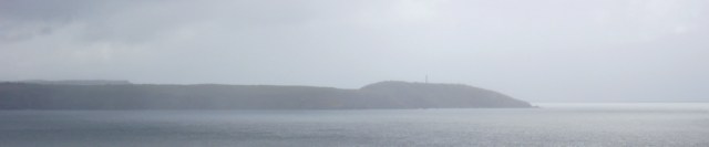  rain over Gribbin Head, Ruth's coastal walk