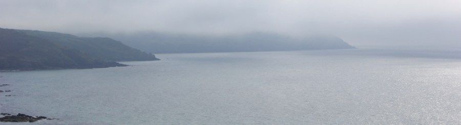 cloud over Dodman Point, Ruth on the South West Coast Path, South Cornwall
