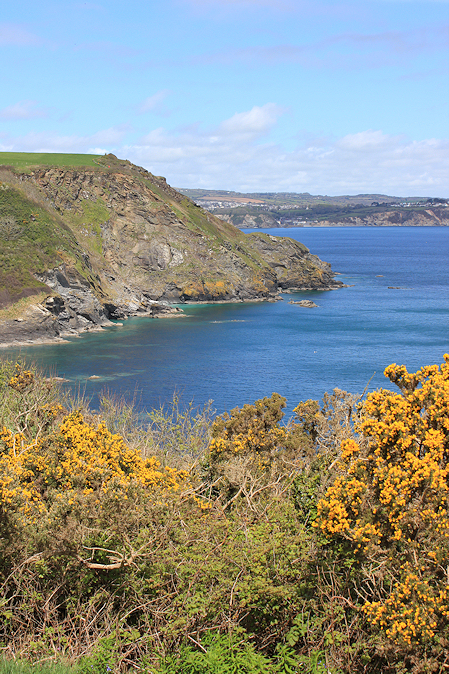 Black Head, view to east, Ruth on South West Coast Path