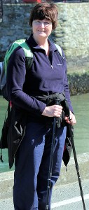 Ruth, waiting for ferry at Polruan