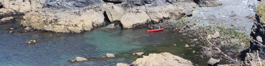 canoe off Nare Head, Ruth's walk around the coast of Cornwall
