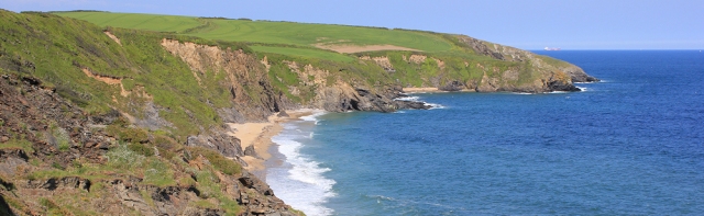 Porthmellin Head and Porthbeor Beach, Ruth on South West Coast Path, Cornwall