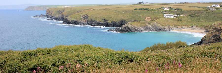 Polurrian Cove, Mullion, Ruth walking the South West Coast Path