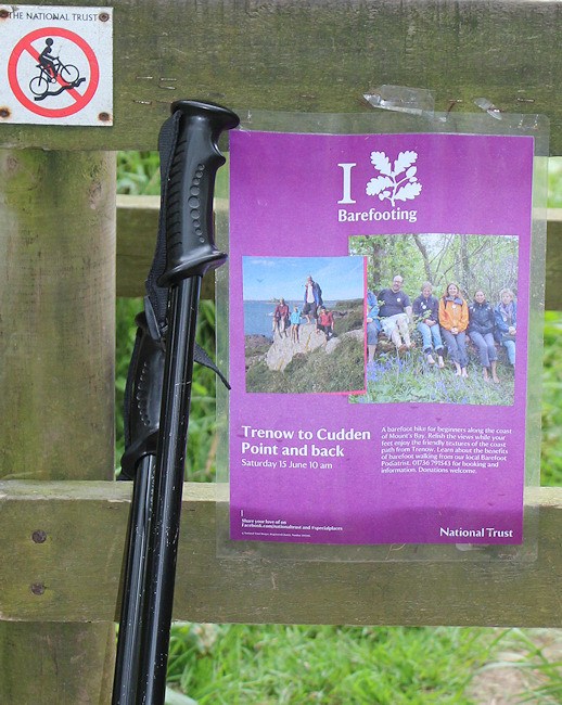 Barefooting sign, Ruth's coastal walk, SWCP