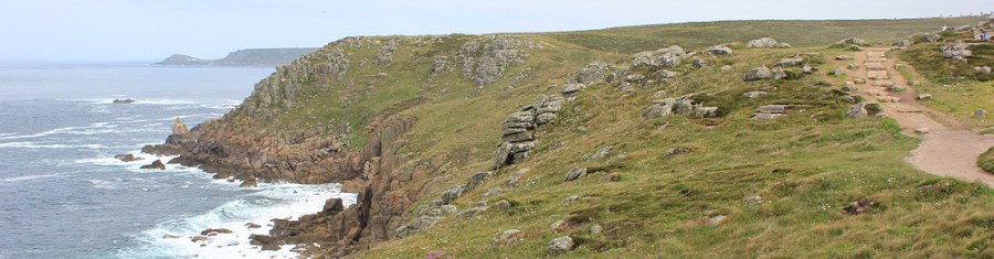 easy walking, Cape Cornwall in distance, Ruth on SWCP