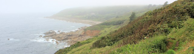Merthen Point, RUth on the South West Coast Path in fog