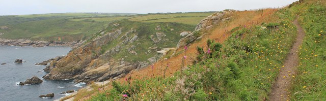 Trevedran Cliff, Ruth walking the coast in Cornwall