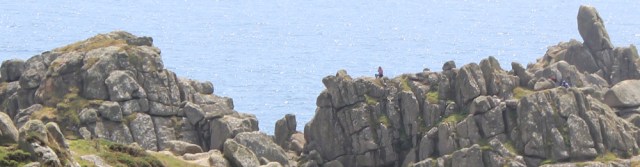 Near Logan Rock, Ruth walking the SWCP