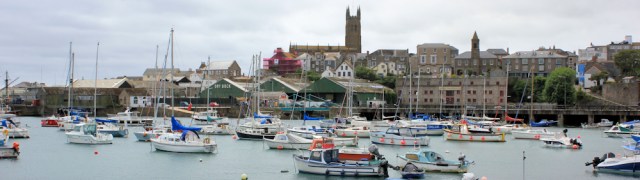 Penzance harbour, Ruth walking the coast