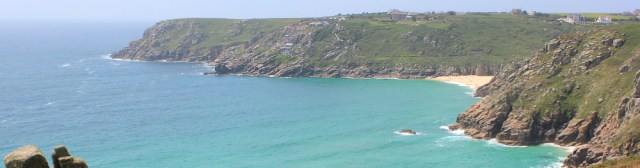 Porth Curno, Ruth on the South West Coast Path