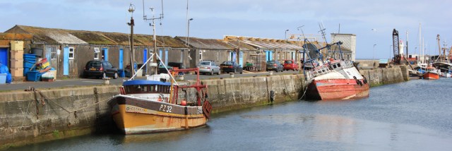 Fishing ships in Newlyn Harbour, Ruth walking around the coast, Cornwall