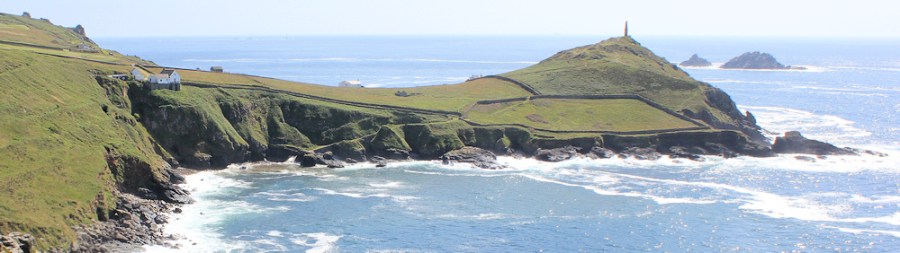 looking back, Cape Cornwall and house, Ruth's coast walk
