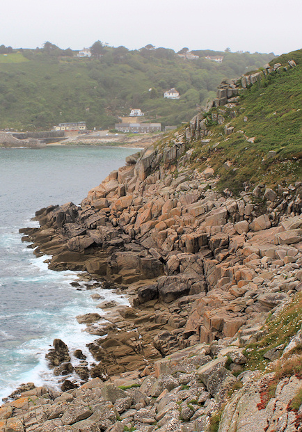 wild rocks Lamorna Cove, Ruth walks the South West Coast Path