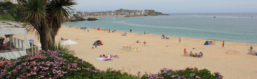 Porthminster Beach, Ruth walking the coast in Cornwall