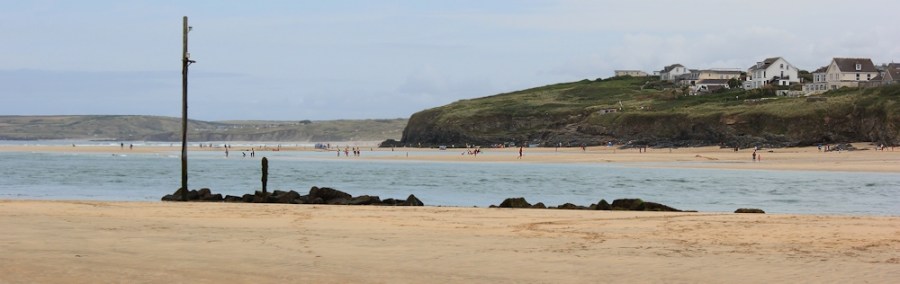 Hayle Bar, Ruth walking in Cornwall