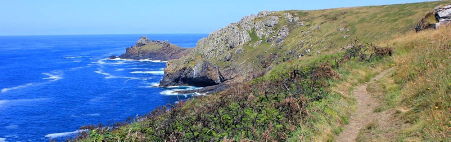 Last stretch to Gurnard's Head, Ruth on coastal path, Cornwall