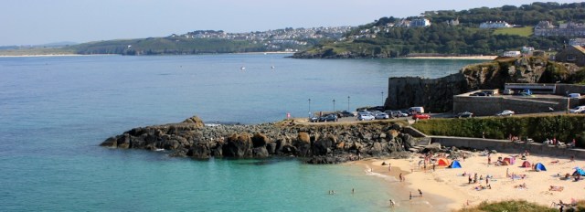 St Ives Head, Ruth walking the South West Coast Path
