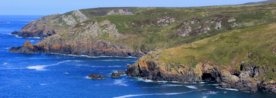 Across Treen Cove, Ruth on her coastal walk around the UK, Cornwall