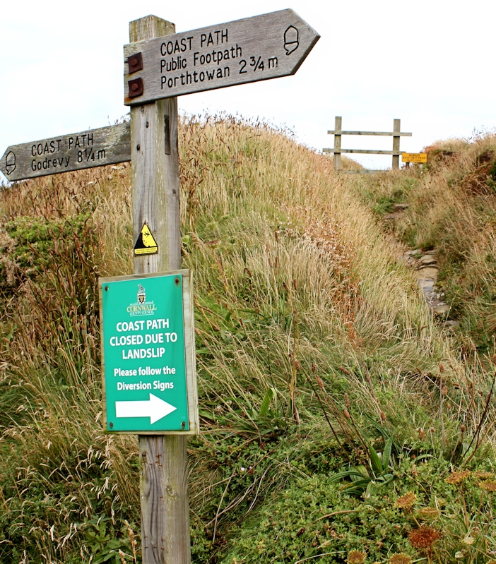 Path closed signs, Portreath, Ruths coast walk