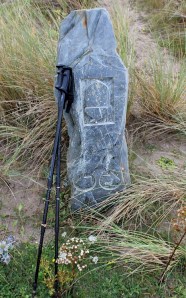 lovely path markers, Gwithian beach, Ruth on her coastal walk, Cornwall