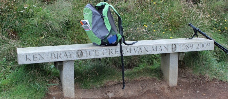 Ice cream man memorial bench, Ruth coastal walking