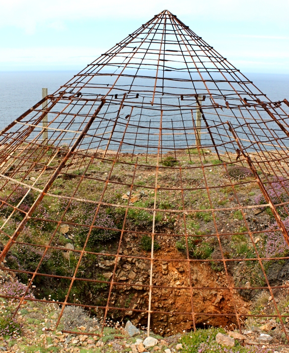 mine shaft covering, Ruth's coastal walk, Cornwall, Uk