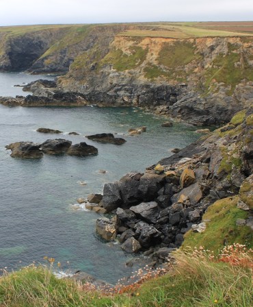 seal watching at Godrevy Point, Ruth walking the South West Coast Path