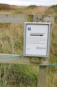 Path diversion sign, Ruth's coastal walk