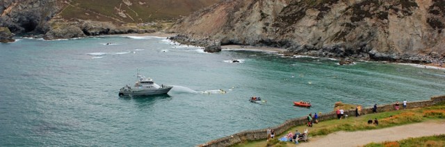 St Agnes, bay, Ruth on her coast walking, SWCP