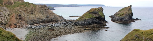 Samphire Island, Godrevy behind, Ruth walking Cornwall