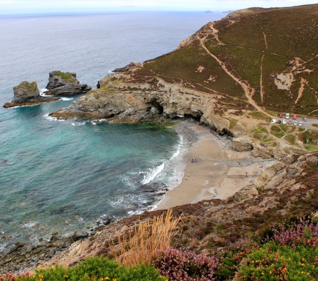 Trevellas Porth, Ruth walking the north Cornwall Coast, SWCP