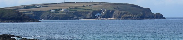 looking back to Mother Ivey's Bay, Ruth walking the coast of North Cornwall