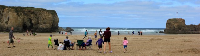 Perranporth Beach, Ruth on her coastal walk, Cornwall