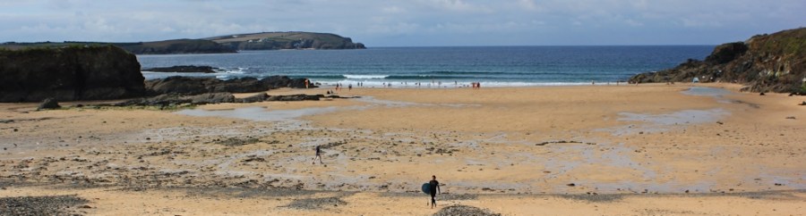 Trevone Beach, Ruth on her coastal walk