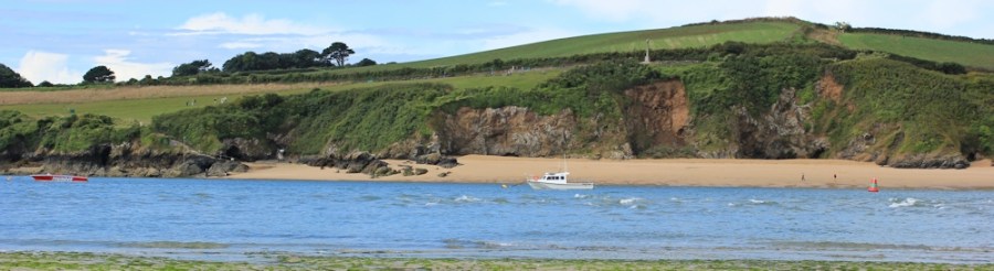 view over to War Memorial, Padstow, Ruth on her coastal walk
