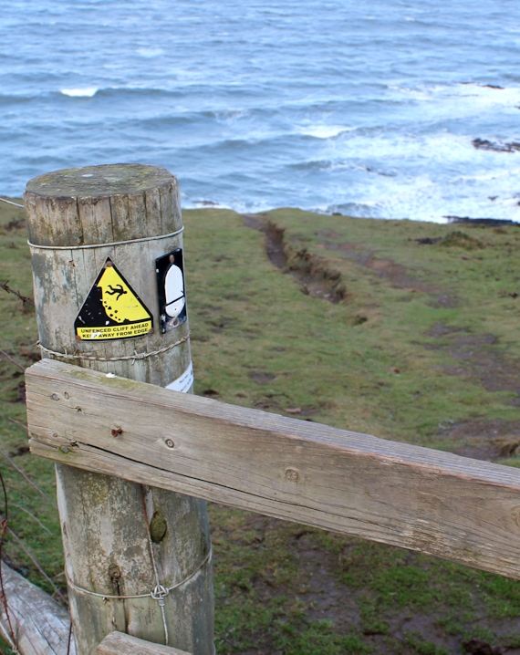 path plunges over cliffs, Ruth on the SWCP