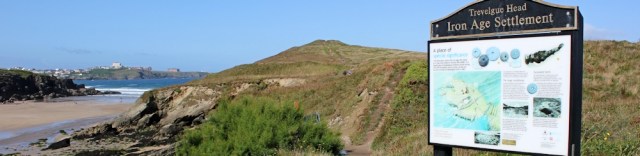 Trevelgue Head Iron Age Settlement, Ruth walking the coast, Cornwall
